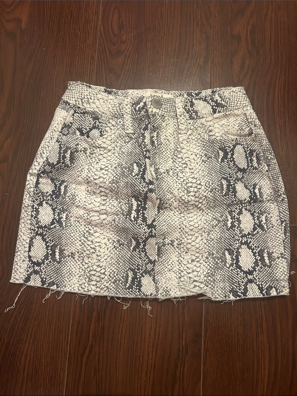 YMI Snake-Print Mini Skirt - White & Black